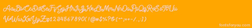 Blackcode Script Stamp Free Personal Use-fontti – vaaleanpunaiset fontit oranssilla taustalla