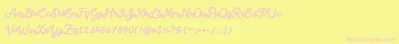 Blackcode Script Stamp Free Personal Use-Schriftart – Rosa Schriften auf gelbem Hintergrund