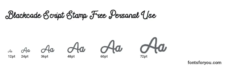 Размеры шрифта Blackcode Script Stamp Free Personal Use