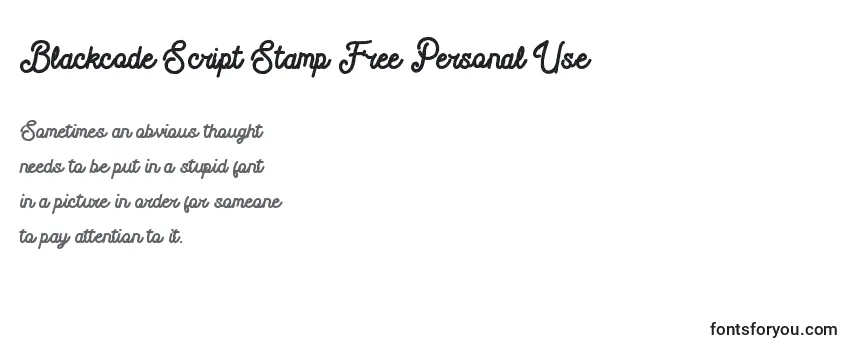 Revisão da fonte Blackcode Script Stamp Free Personal Use