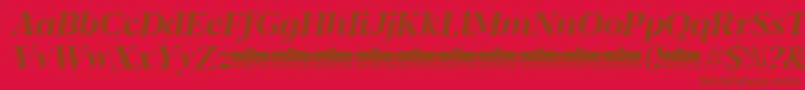 Fonte Blacker Display Bold italic trial – fontes marrons em um fundo vermelho
