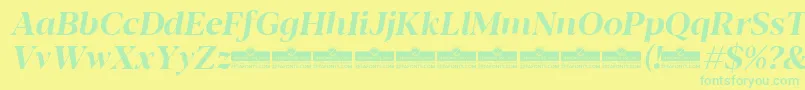 Fonte Blacker Display Bold italic trial – fontes verdes em um fundo amarelo