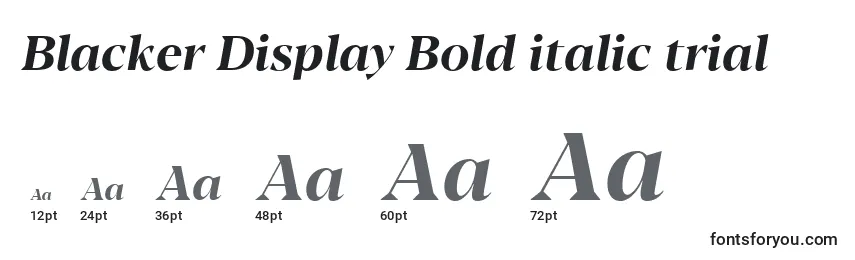 Größen der Schriftart Blacker Display Bold italic trial