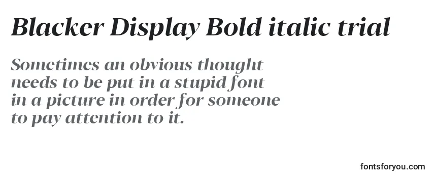 Blacker Display Bold italic trial -fontin tarkastelu