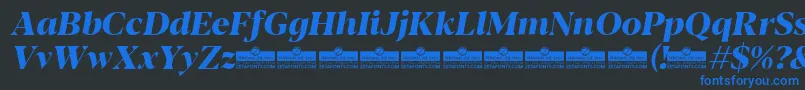 Blacker Display ExtraBold Italic trial Font – Blue Fonts on Black Background