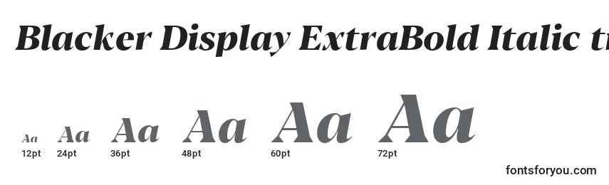 Tamaños de fuente Blacker Display ExtraBold Italic trial
