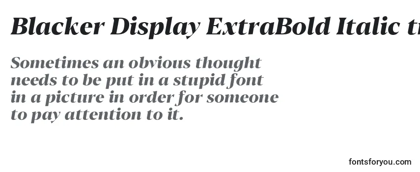 Review of the Blacker Display ExtraBold Italic trial Font