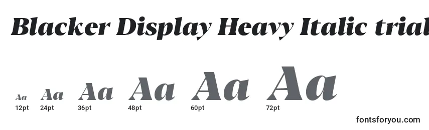 Размеры шрифта Blacker Display Heavy Italic trial