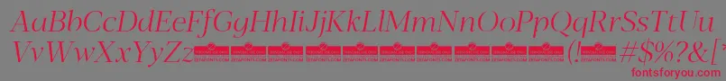 Czcionka Blacker Display Light Italic trial – czerwone czcionki na szarym tle
