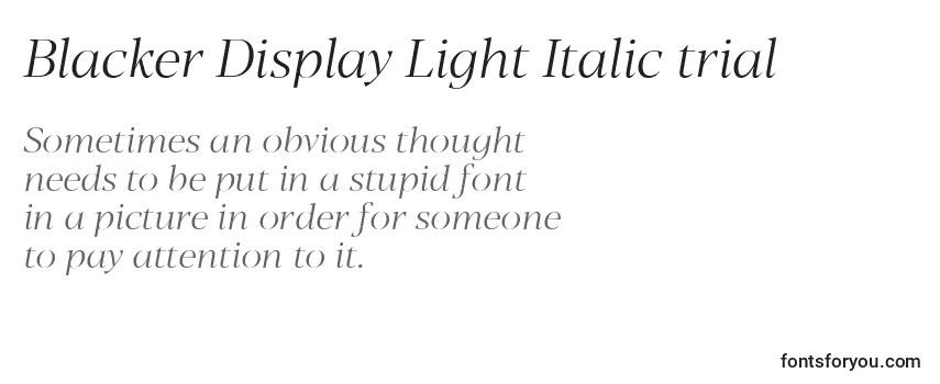 Schriftart Blacker Display Light Italic trial