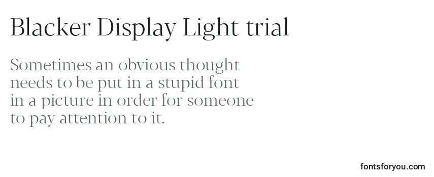 Überblick über die Schriftart Blacker Display Light trial