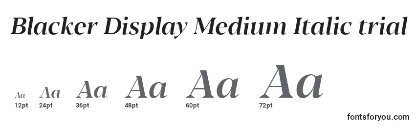 Размеры шрифта Blacker Display Medium Italic trial