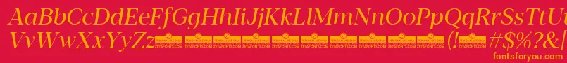 Blacker Display Regular Italic trial Font – Orange Fonts on Red Background