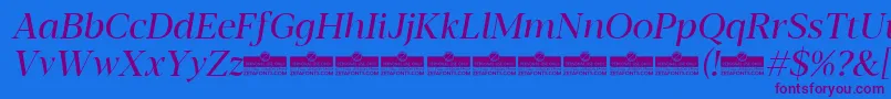 Blacker Display Regular Italic trial Font – Purple Fonts on Blue Background