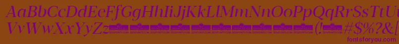 Blacker Display Regular Italic trial Font – Purple Fonts on Brown Background