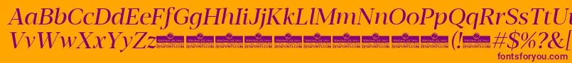 Blacker Display Regular Italic trial Font – Purple Fonts on Orange Background