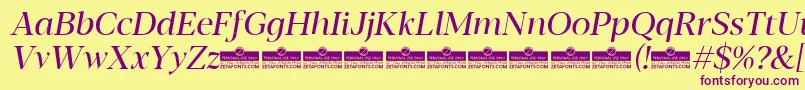 Blacker Display Regular Italic trial Font – Purple Fonts on Yellow Background