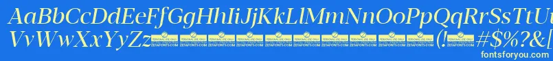 Blacker Display Regular Italic trial Font – Yellow Fonts on Blue Background