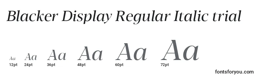 Tamanhos de fonte Blacker Display Regular Italic trial