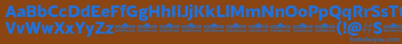 Blacker Sans Extrabold trial-Schriftart – Blaue Schriften auf braunem Hintergrund