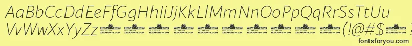 Blacker Sans Extralight Italic trial Font – Black Fonts on Yellow Background