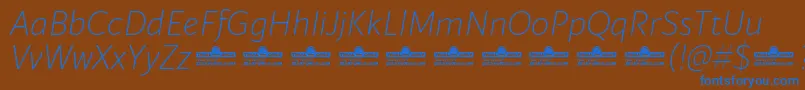 Blacker Sans Extralight Italic trial Font – Blue Fonts on Brown Background