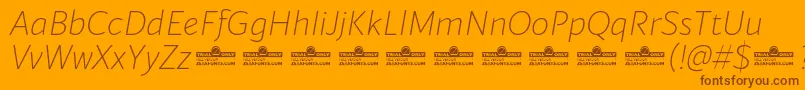 Blacker Sans Extralight Italic trial Font – Brown Fonts on Orange Background