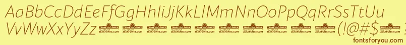 Blacker Sans Extralight Italic trial Font – Brown Fonts on Yellow Background