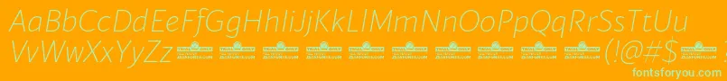 Blacker Sans Extralight Italic trial Font – Green Fonts on Orange Background