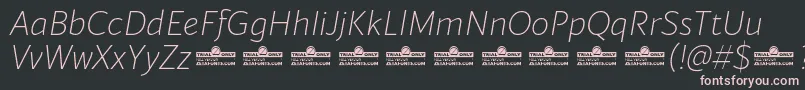 Blacker Sans Extralight Italic trial Font – Pink Fonts on Black Background
