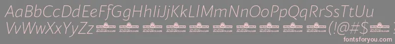 Blacker Sans Extralight Italic trial Font – Pink Fonts on Gray Background