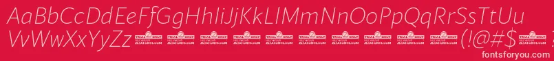 Blacker Sans Extralight Italic trial Font – Pink Fonts on Red Background