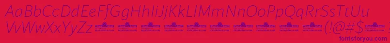 Blacker Sans Extralight Italic trial Font – Purple Fonts on Red Background