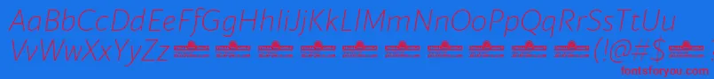 Blacker Sans Extralight Italic trial Font – Red Fonts on Blue Background