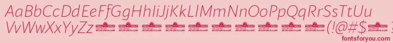 フォントBlacker Sans Extralight Italic trial – ピンクの背景に赤い文字