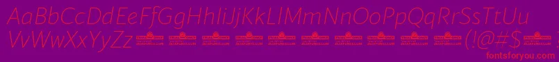 Blacker Sans Extralight Italic trial Font – Red Fonts on Purple Background