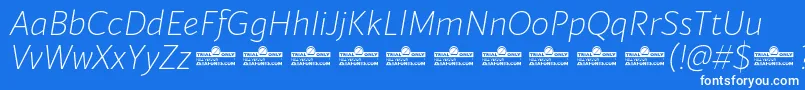 Подробнее о шрифте Blacker Sans Extralight Italic trial Шрифт Blacker Sans Extralight Italic trial – белые шрифты на синем фоне