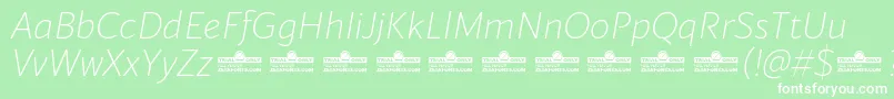 Blacker Sans Extralight Italic trial Font – White Fonts on Green Background