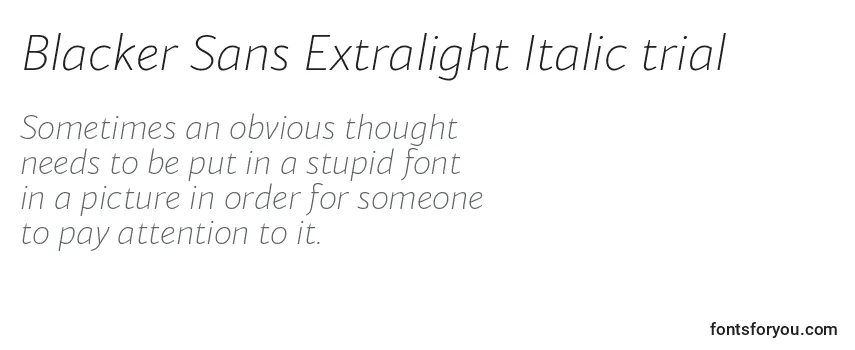 Шрифт Blacker Sans Extralight Italic trial