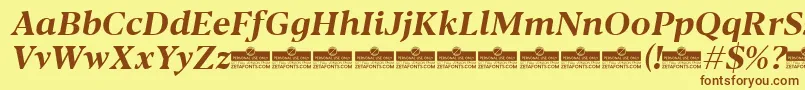 Blacker Text Bold Italic trial-fontti – ruskeat fontit keltaisella taustalla