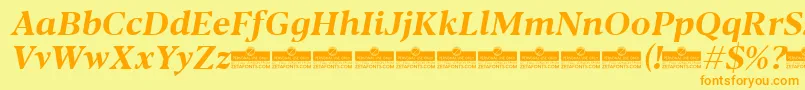 Шрифт Blacker Text Bold Italic trial – оранжевые шрифты на жёлтом фоне