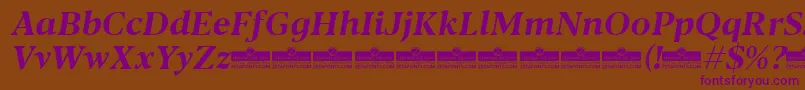 Blacker Text Bold Italic trial-Schriftart – Violette Schriften auf braunem Hintergrund