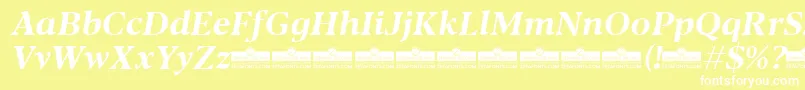 Шрифт Blacker Text Bold Italic trial – белые шрифты на жёлтом фоне
