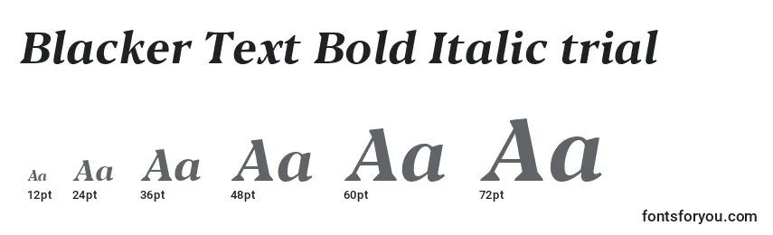 Größen der Schriftart Blacker Text Bold Italic trial