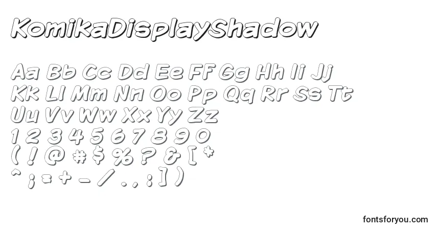 Czcionka KomikaDisplayShadow – alfabet, cyfry, specjalne znaki
