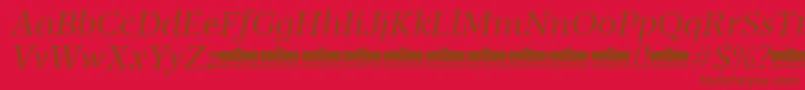 Blacker Text Book Italic trial-fontti – ruskeat fontit punaisella taustalla
