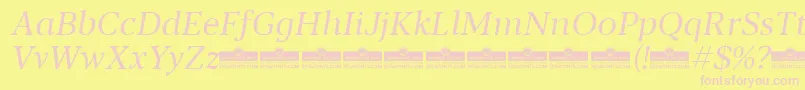 Czcionka Blacker Text Book Italic trial – różowe czcionki na żółtym tle