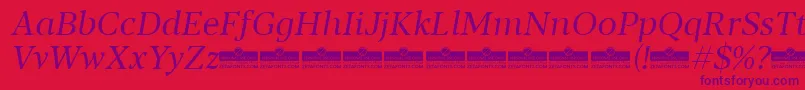 フォントBlacker Text Book Italic trial – 赤い背景に紫のフォント