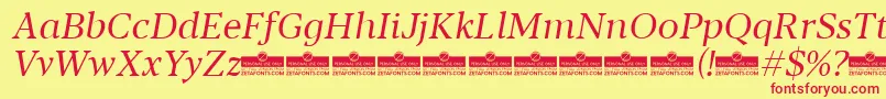 Blacker Text Book Italic trial Font – Red Fonts on Yellow Background