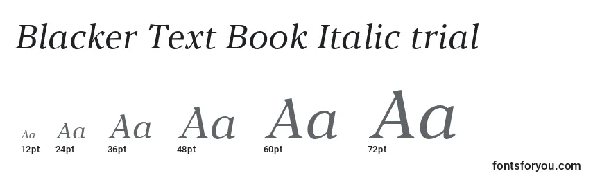 Größen der Schriftart Blacker Text Book Italic trial